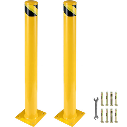 Steel Safety Bollard Post 48 in, 5.5 in, 2-Pack