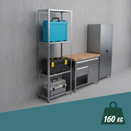 Úložný regál ocelový, nosnost 160kg, pozinkovaný