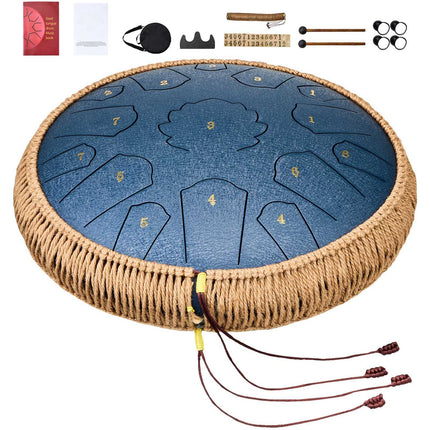 Steel Tongue Drum 14-Inch, 15 Notes, C Major, Bag