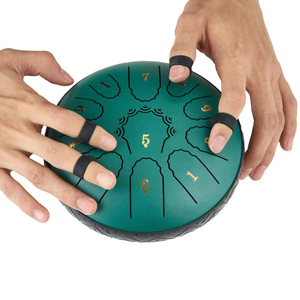 Steel Tongue Drum 6-Inch, 11-Note D Major, Green