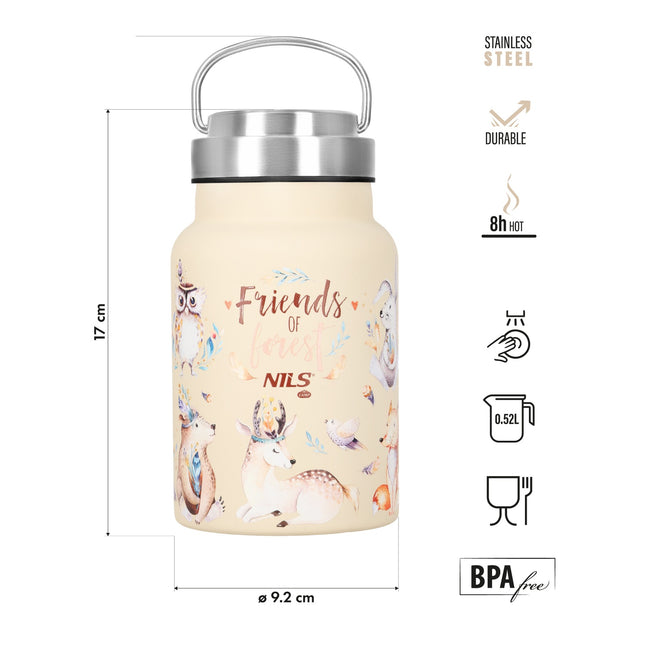 Láhev na vodu ocelová, 520ml, lesní zelená