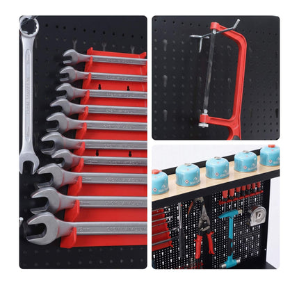 Steel Workbench With Pegboard And Storage Shelves