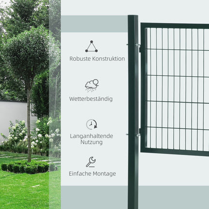 Steel garden gate with handle and lock, 97 x 150 cm, green