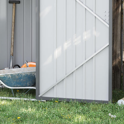Uzamykatelná ocelová zahradní skříň se stříškou, 0,92 m², šedá
