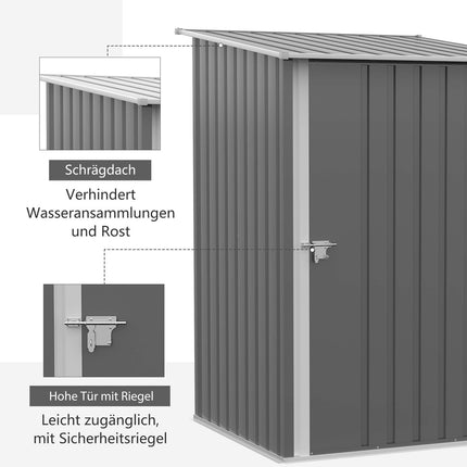 Uzamykatelná ocelová zahradní skříň se stříškou, 0,92 m², šedá