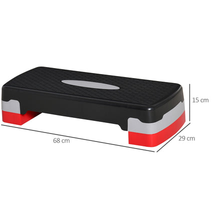 Nastavitelný aerobní stepper - 2 úrovně, 10/20 cm, černá/šedá/červená
