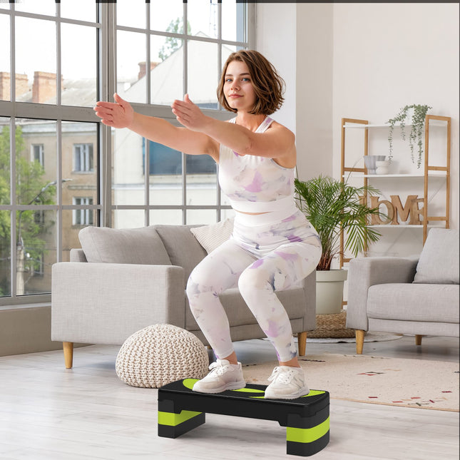 Nastavitelný aerobní stepper - 3 výšky, nosnost 150kg, zelená