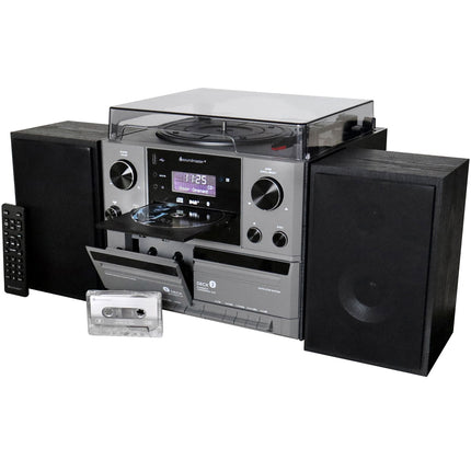 Stereo hudební centrum MCD5600 s DAB+/FM rádiem, CD/MP3, gramofonem, dvojitým kazetovým přehrávačem, USB, Bluetooth