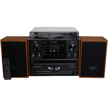 Stereo hudební centrum MCD5600 s DAB+/FM rádiem, CD/MP3, gramofonem, dvojitým kazetovým přehrávačem, USB, Bluetooth