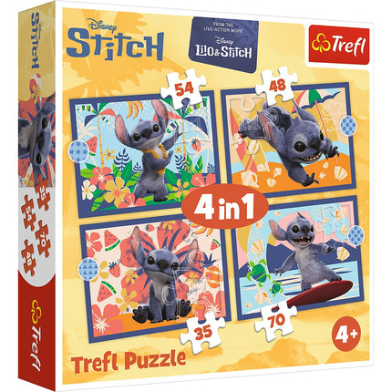 Stitch sada puzzle 4 v 1, prázdniny na Havaji