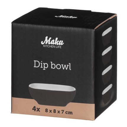 Kameninové misky na dip, černá/bílá, sada 4 ks, vhodné do trouby