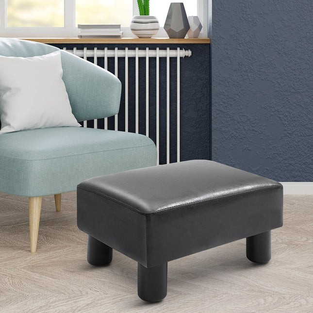 Taburet Chesterfield z umělé kůže – 40x30x24cm, černá