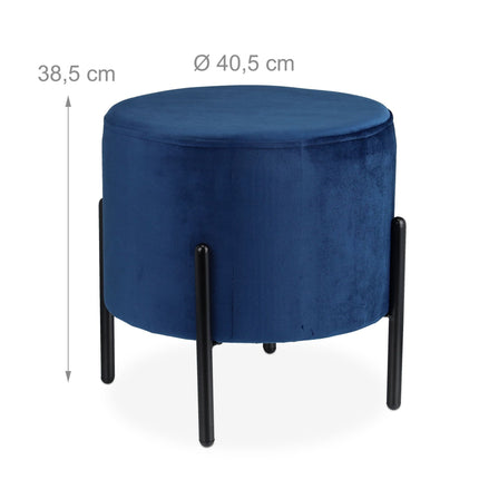 Hocker aus blauem Samt