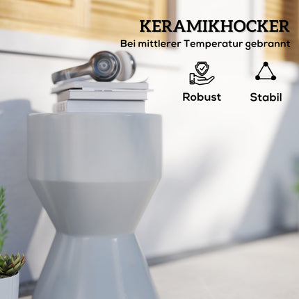 Ceramic hourglass garden stool, 120 kg capacity, weather resistant