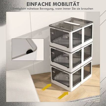 Stohovatelný úložný box 69L s kolečky, skládací, bílý