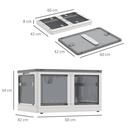 Stohovatelný úložný box 69L s kolečky, skládací, bílý