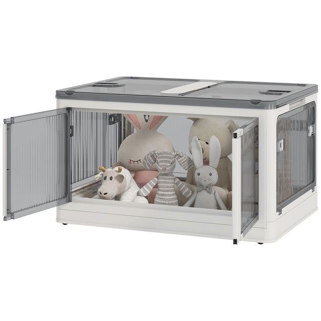 99L stackable storage box with wheels, foldable, white
