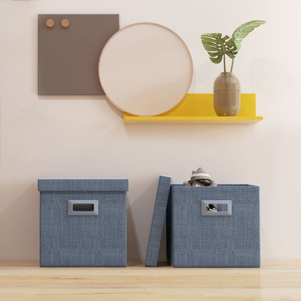 Stohovatelné úložné boxy, modré, sada 2 ks, skládací, 30x30x29 cm