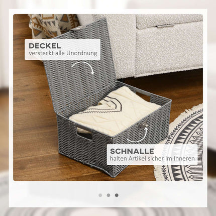 Úložné boxy s víky, sada 3 ks, šedá – 18L, 12L, 7L