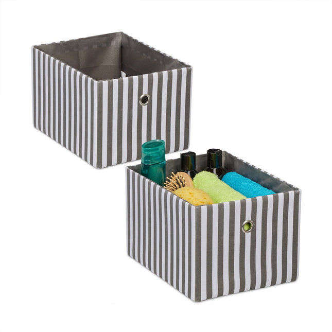 Aufbewahrungsboxen 2er Set, Weiß/Grau Stoff-Organizer