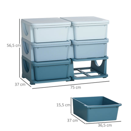 Dětské úložné boxy modré s víkem a zásuvkou