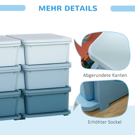 Dětské úložné boxy modré s víkem a zásuvkou