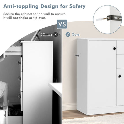 Storage Cabinet, 2-Door 2-Drawer, Adjustable Shelves