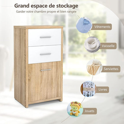 Storage Cabinet, 2 Drawers and Door, 40 x 30 x 77.5 cm