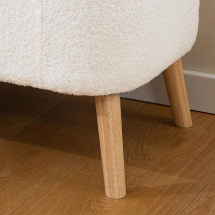 Úložný taburet, 65L, fleece, kaučukové dřevo, 120x42x45 cm, krémová