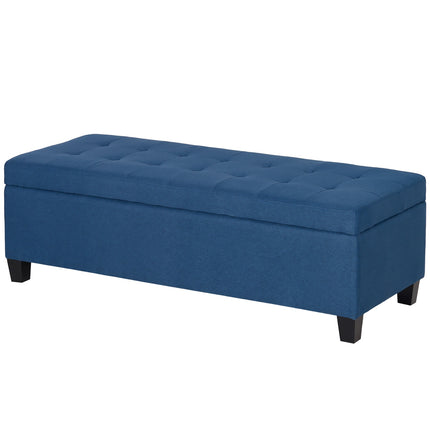 Sitzbank mit Stauraum und Knopfheftung, Blau, 125 cm