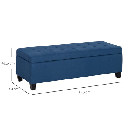 Sitzbank mit Stauraum und Knopfheftung, Blau, 125 cm
