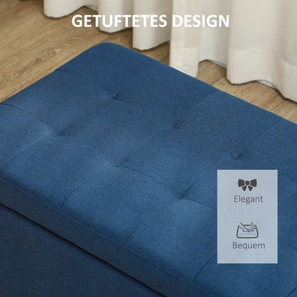 Sitzbank mit Stauraum und Knopfheftung, Blau, 125 cm