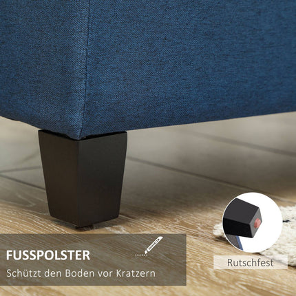 Sitzbank mit Stauraum und Knopfheftung, Blau, 125 cm