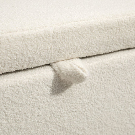 Úložný taburet, krémový fleece, ocelové nohy