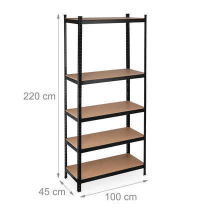 Úložný regál, výška 220 cm, černá