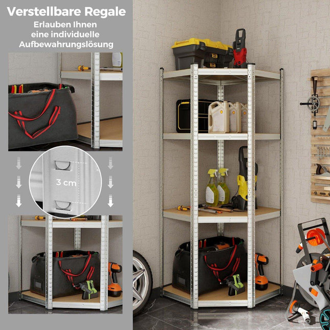 Storage shelf 70 x 70 x 180 cm heavy duty shelf with 4 adjustable shelves silver