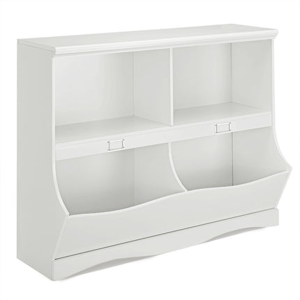 Úložný regál s boxy, regál na hračky pro děti, 105.5 x 39.5 x 84 cm, bílá