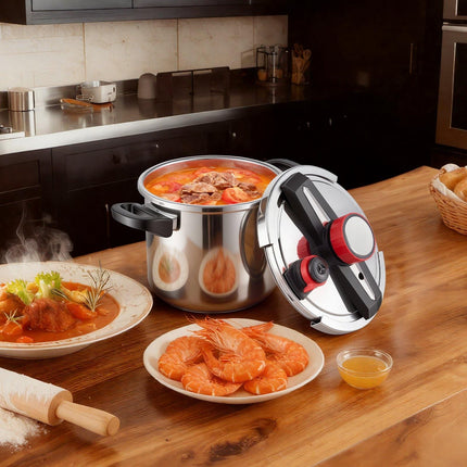 Stovetop Pressure Cooker 7L, Stainless Steel, 3 Settings, Glass Lid