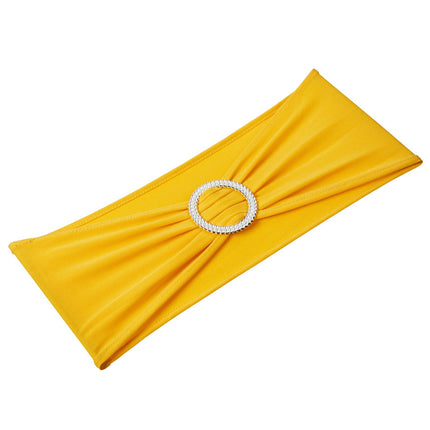 Stretch Spandex Chair Sashes With Round Buckle, 100-Pack, Gold Yellow