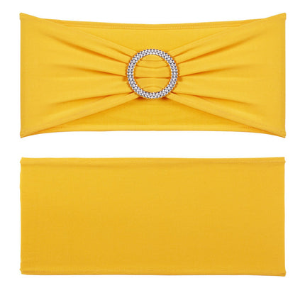 Stretch Spandex Chair Sashes With Round Buckle, 100-Pack, Gold Yellow