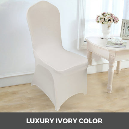 Stretch Spandex Folding Chair Covers, Washable, 100-Pack, Ivory