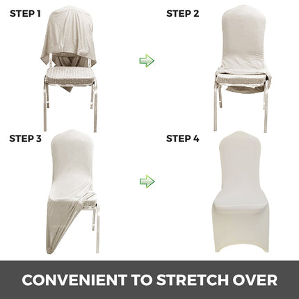 Stretch Spandex Folding Chair Covers, Washable, 100-Pack, Ivory