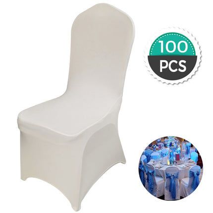 Stretch Spandex Folding Chair Covers, Washable, 100-Pack, Ivory