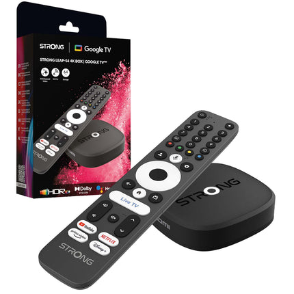 Strong Google TV Box 4K with Wi-Fi 6 and Dolby Vision, 64 GB, LAN, Black