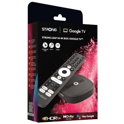 Strong Google TV Box 4K with Wi-Fi 6 and Dolby Vision, 64 GB, LAN, Black