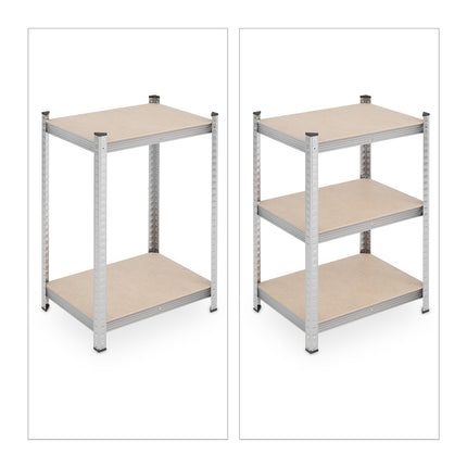 Strong shelves with 5 levels in a set of 2