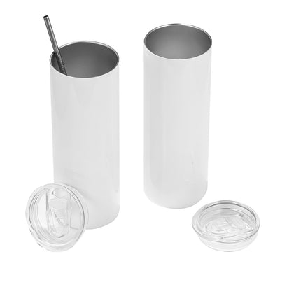 Sublimation Tumblers, 4-Pack 20 oz Stainless, Lids and Straws