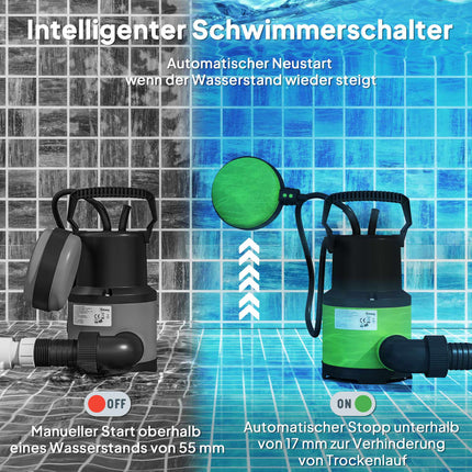 Submersible Water Pump with Float Switch, 400W, 9000L/h