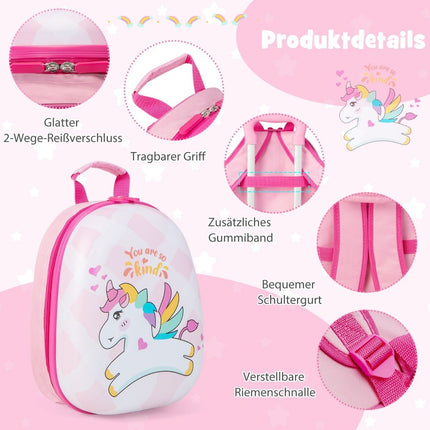 Sada kufrů 2 kusy jednorožec, dětský kufr 16'' + batoh 12'', růžová