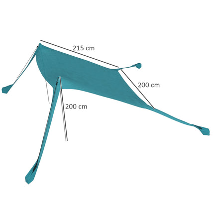 Vodotěsná sluneční clona s UV ochranou, 2.15x2x2M nebesky modrá